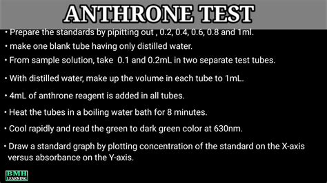 anthrone test|anthrone method for carbohydrate estimation.